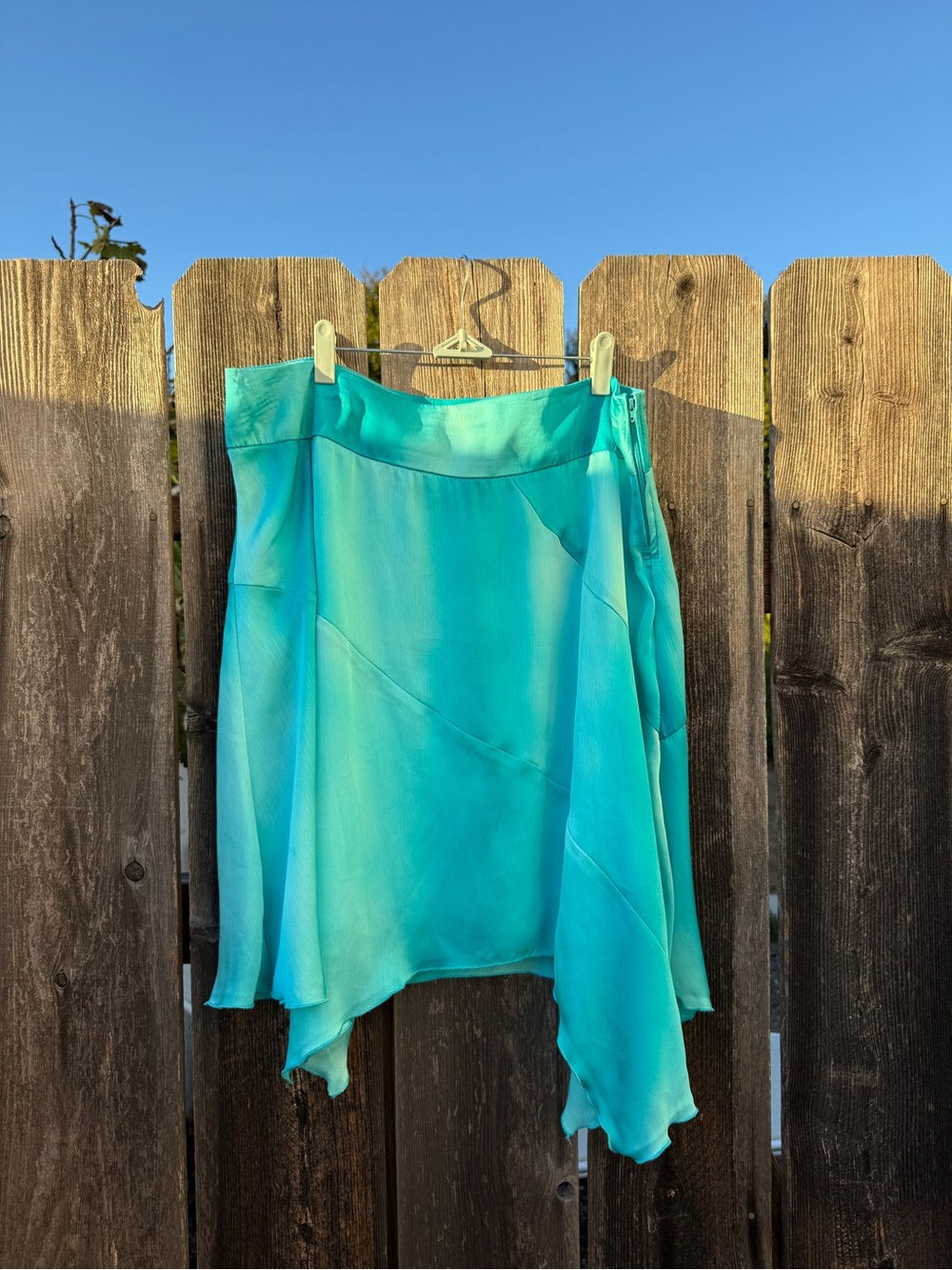 American Vintage torrid Blue Turquoise Asymmetrical Chiffon Midi Skirt
